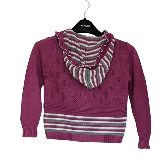 TUZAMA Girl's Magenta/Purple Zip-Up Hoodie with Pompom - Picture 2 of 10